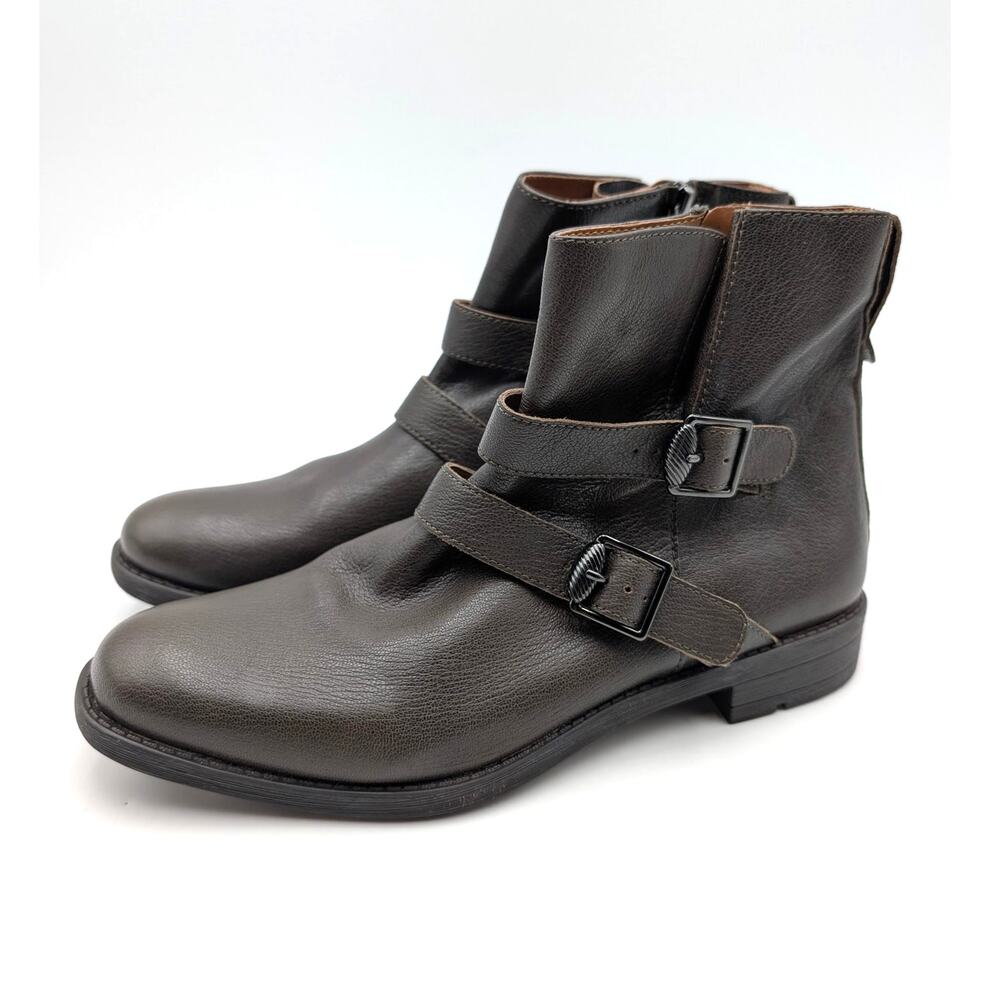 Franco Sarto Mirani Leather Ankle Bootie Women's Dark Brown Size US10M EU41